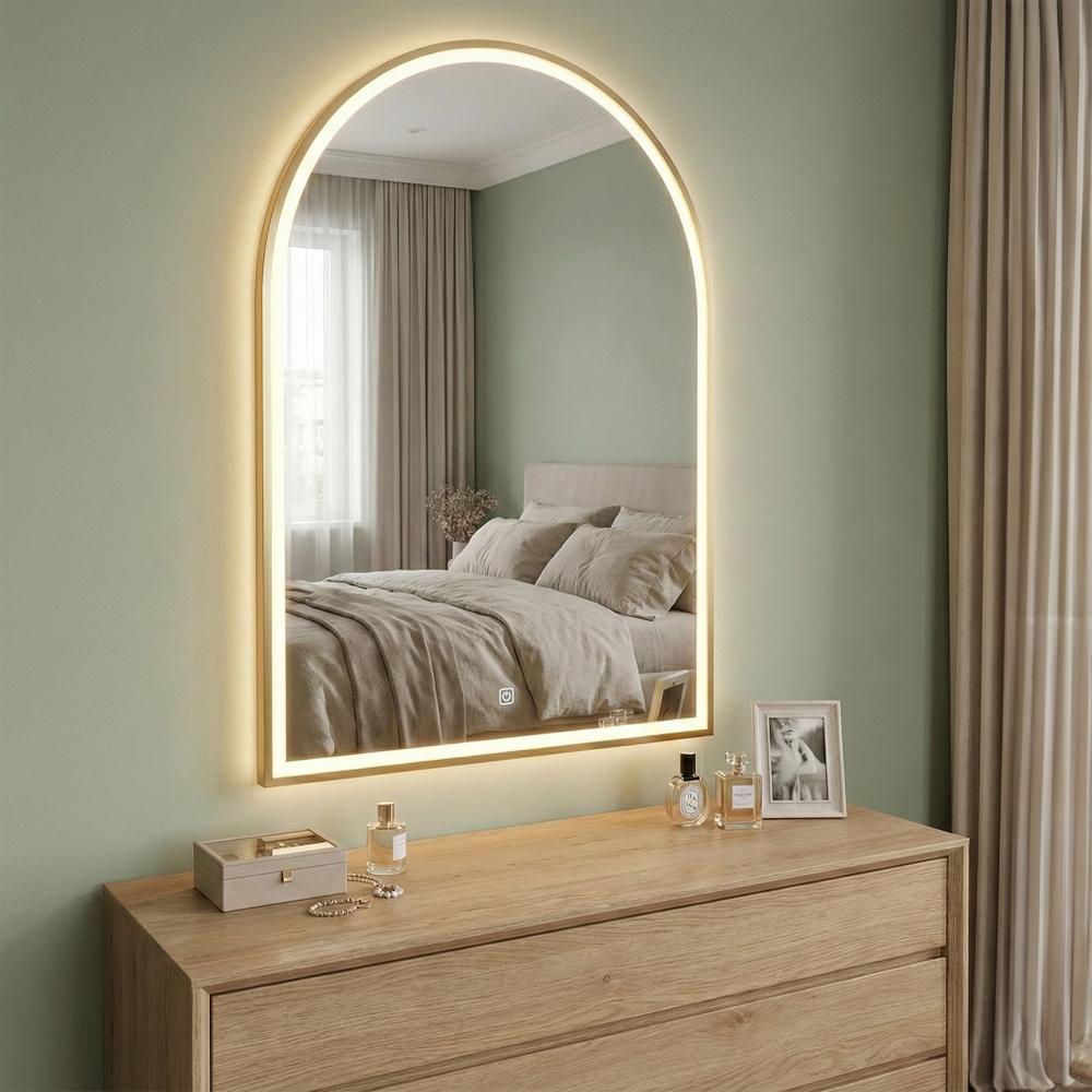 VÄGG-SPEGEL LED 60x100cm DART GULD