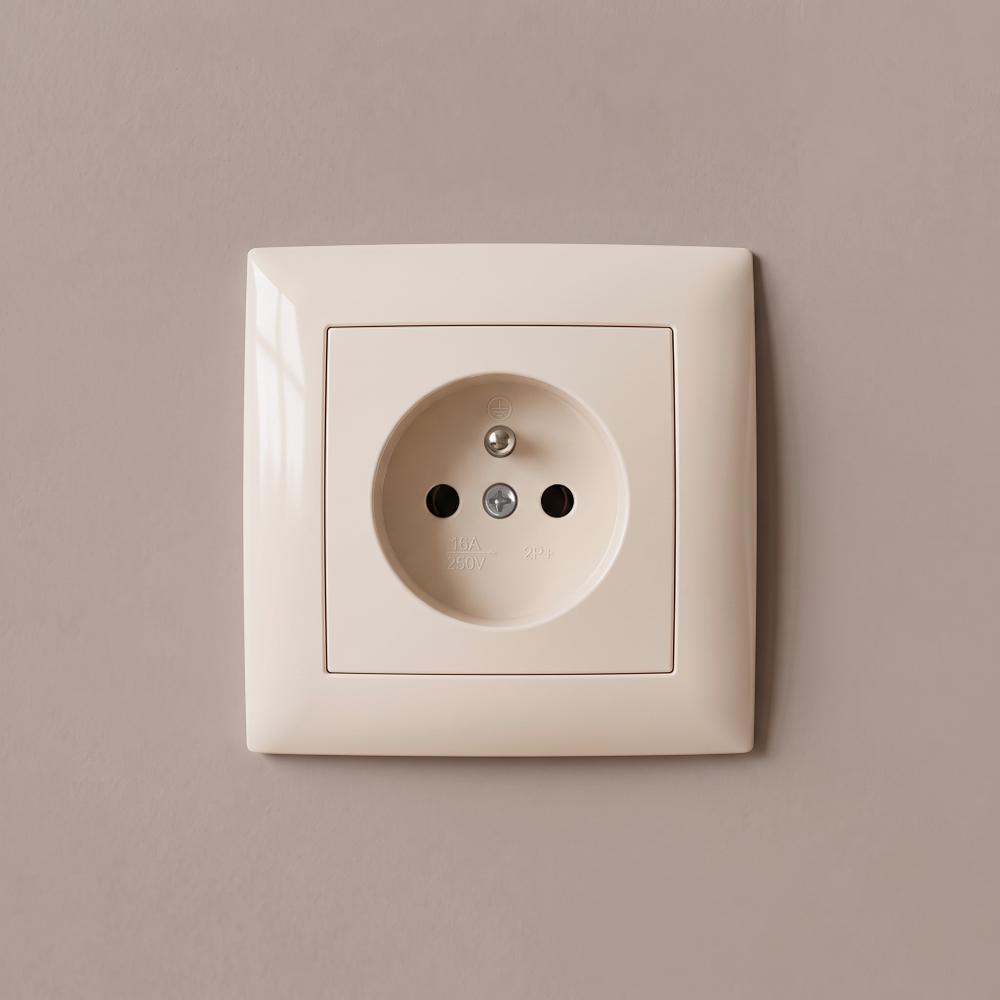 Single grounded socket OSTE JNH001-G Beige