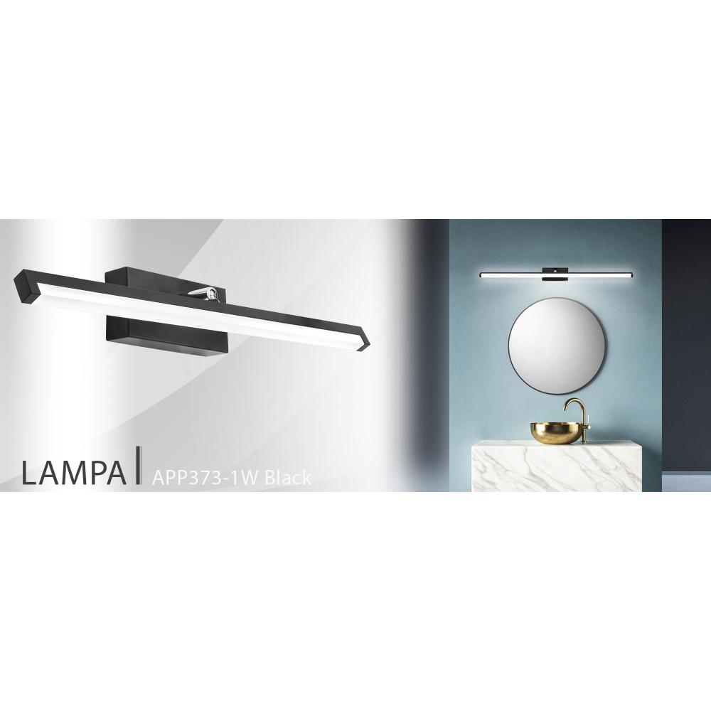 VÄGGLAMPA BADRUM LED ÖVER SPEGEL 12W 50CM APP373-1W SVART