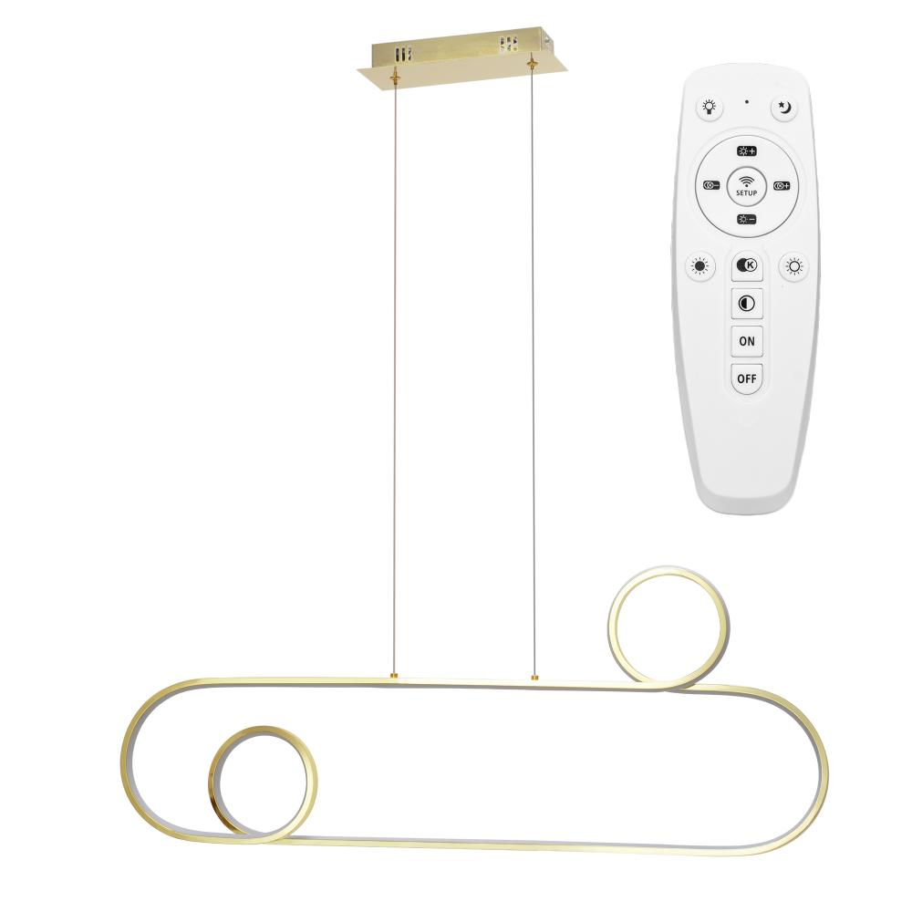 Hängande LED-taklampa APP809-CP Guld + fjärrkontroll