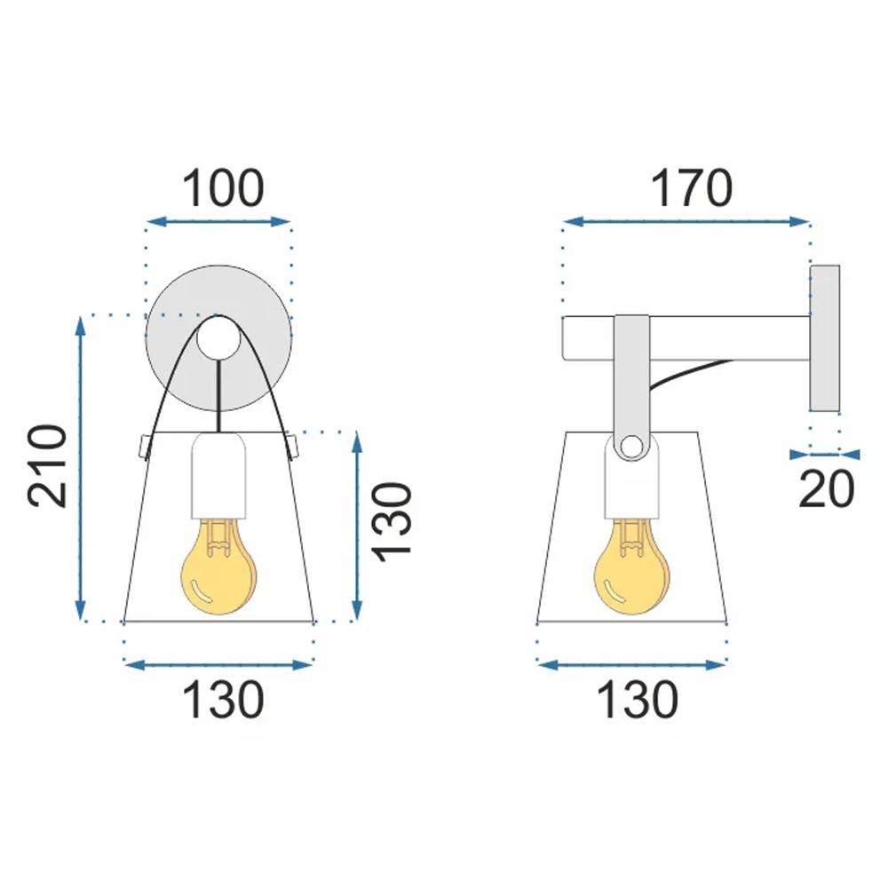 Vägglampa Metall med Rem APP466-1W Svart