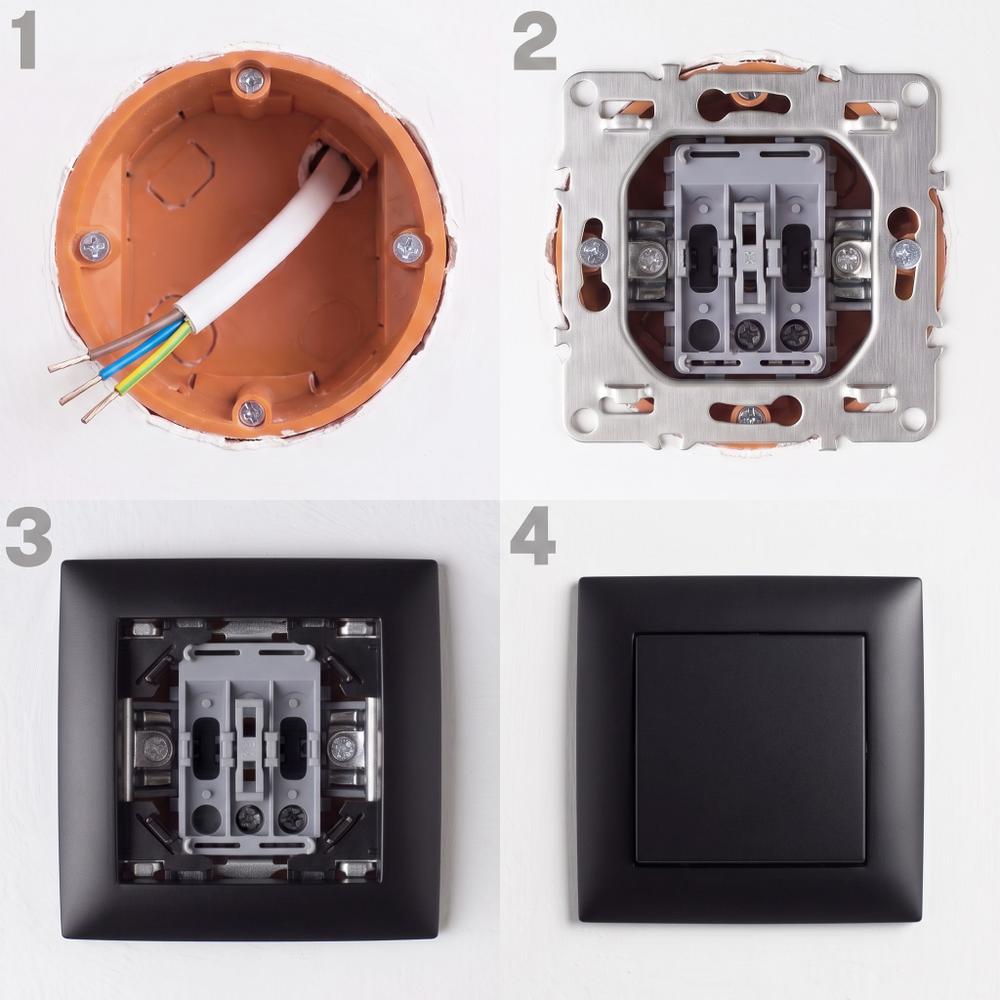 Single Switch with Frame OSTE JNH006-W BLACK