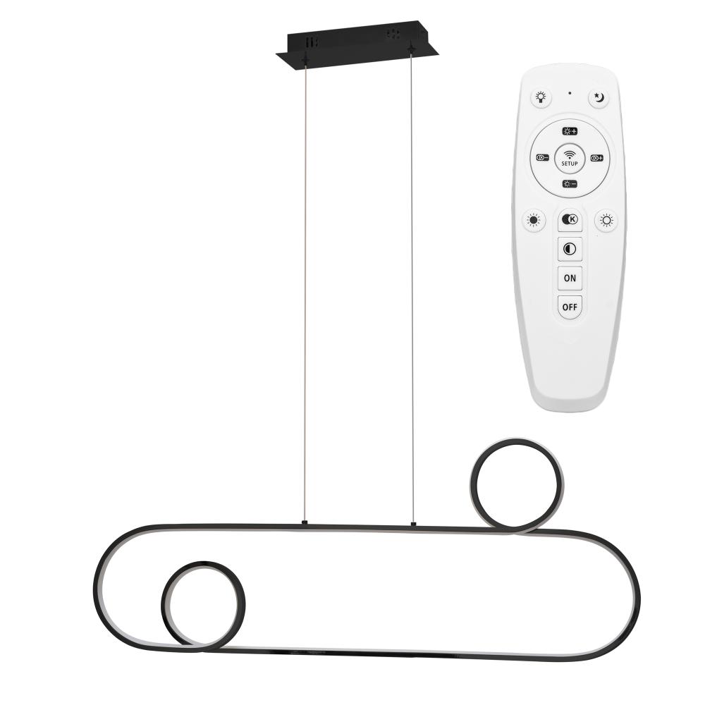 Hängande LED-taklampa APP808-CP Svart + fjärrkontroll