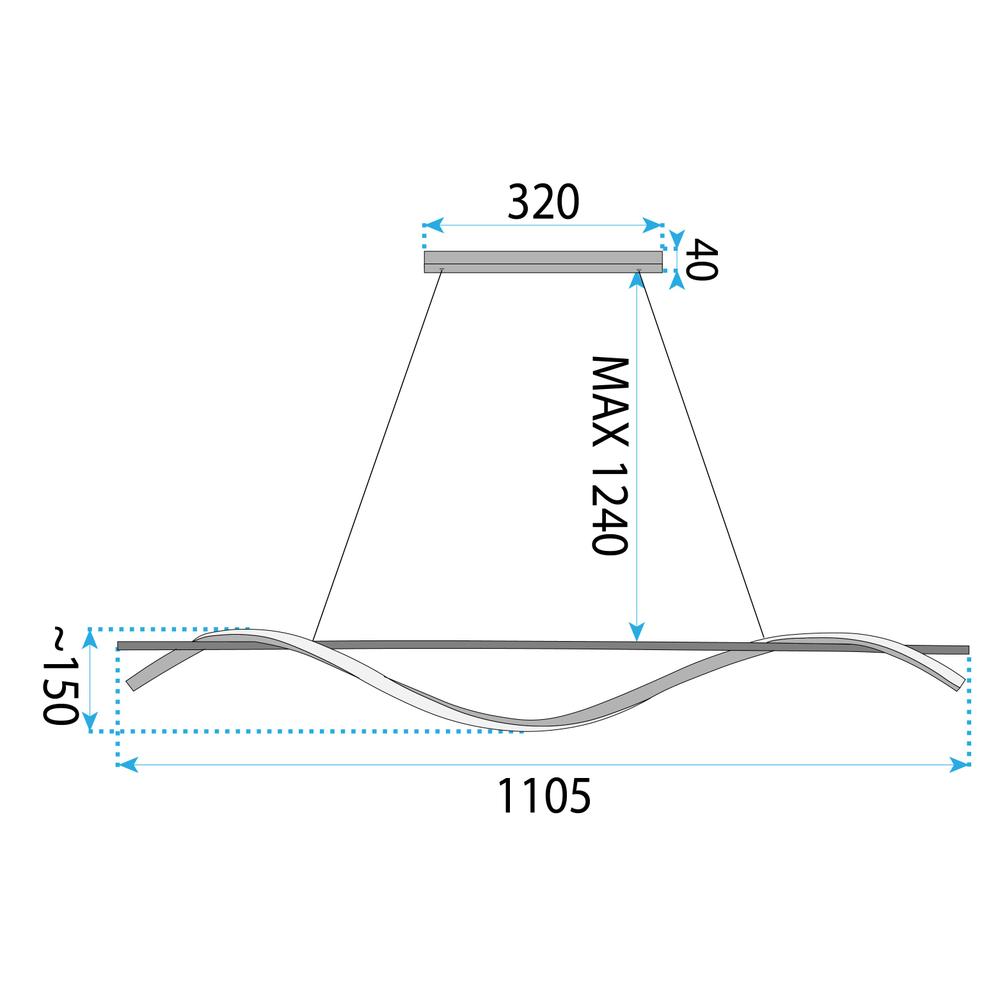 Hängande lampa LHJ019-CP 120 cm BLACK