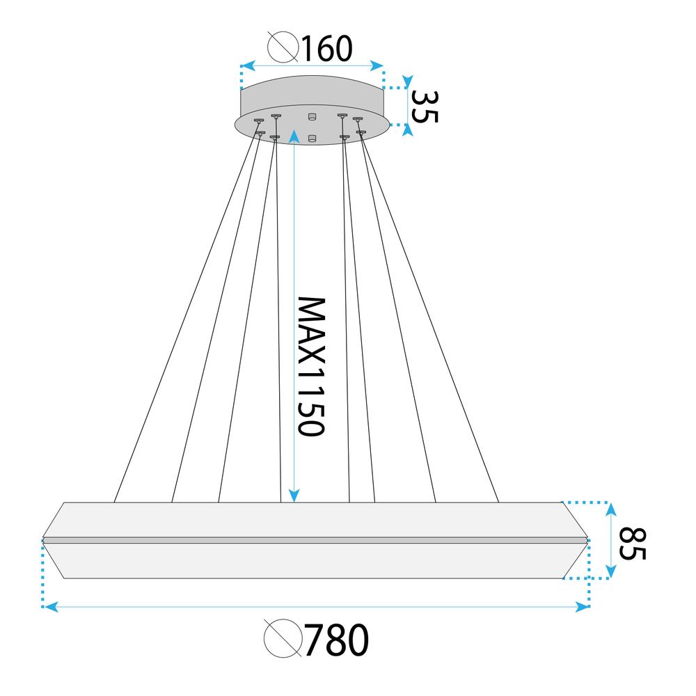 HÄNGENDE LED TAKLAMPA APP1769-CP Guld 80 cm