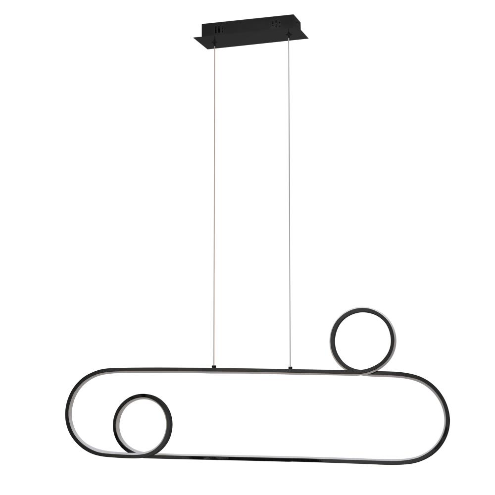 Hängande LED-taklampa APP808-CP Svart + fjärrkontroll