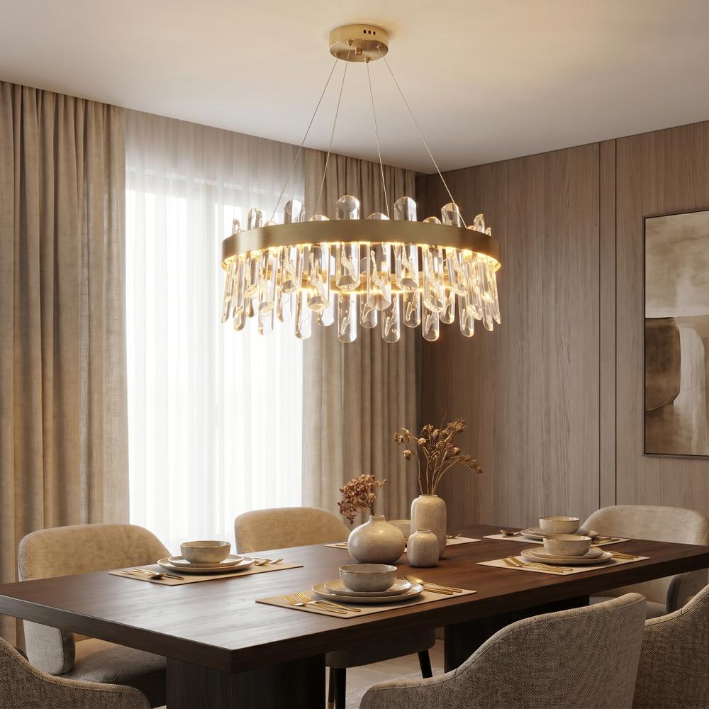 LED-kristall-pendellampa SWE074-1CP 50cm Brushed Gold