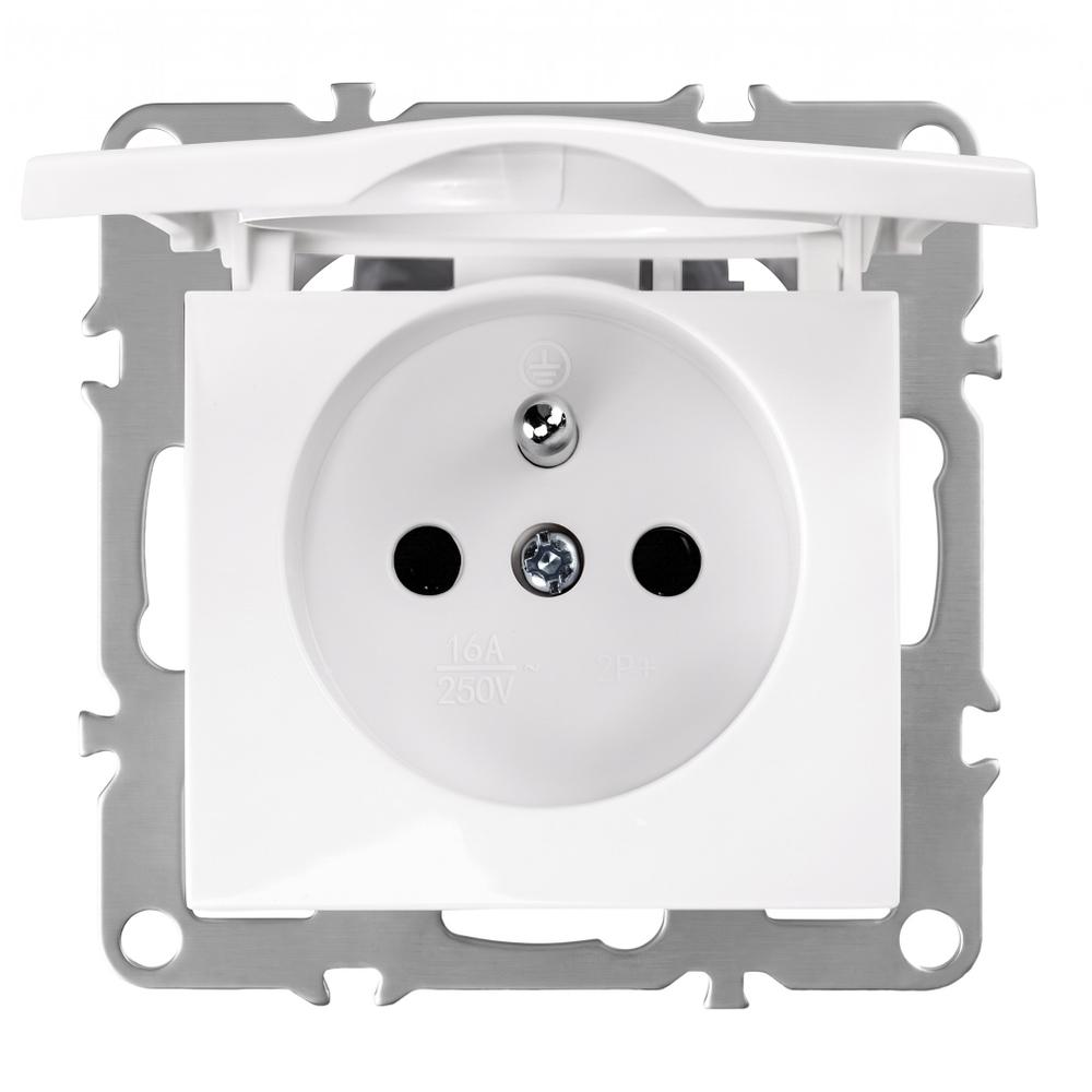 Vienvietīga rozete ar zemējumu un vāciņu OSTE JNH005-G White