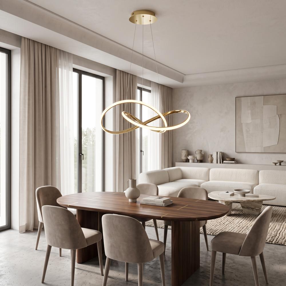 Taklampa Hängande Ring Modern LED + Fjärrkontroll APP394-CP Guld