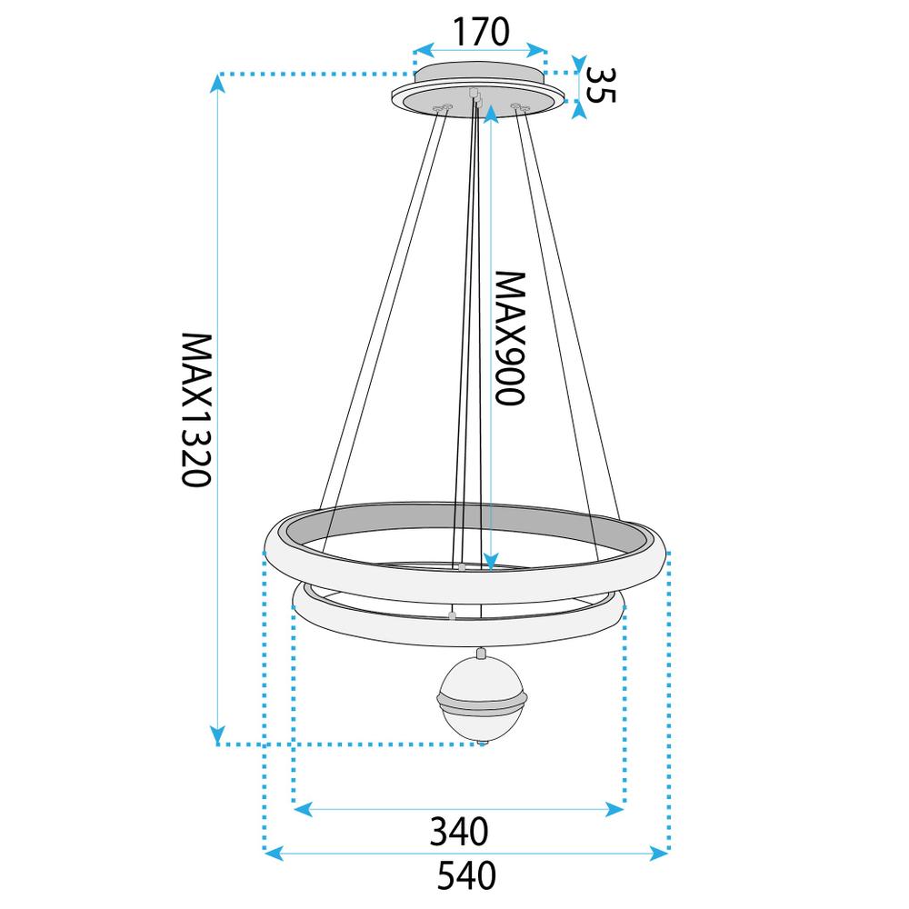 TAKLAMPA HÄNGANDE G143-CP 50 cm Guld