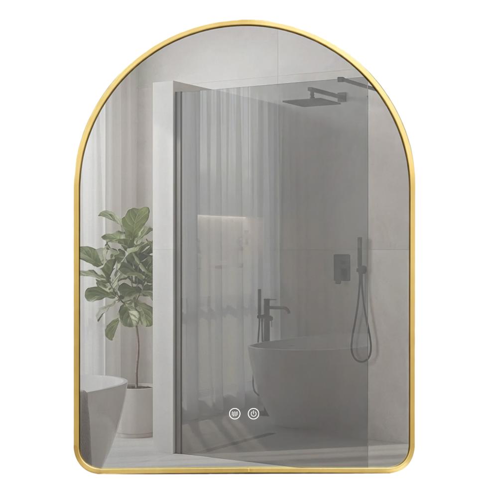 LED-VÄGGSPEGEL 80x60cm CAMLOT Brush Gold