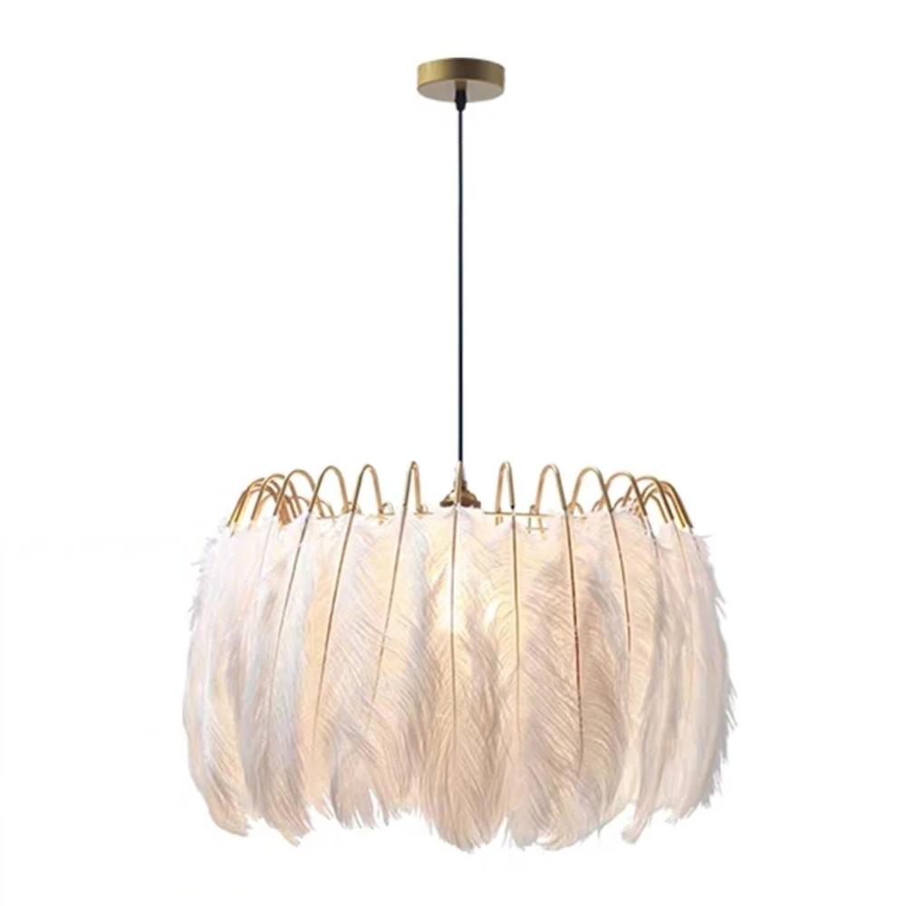 Boho taklampa med fjädrar APP662 Guld