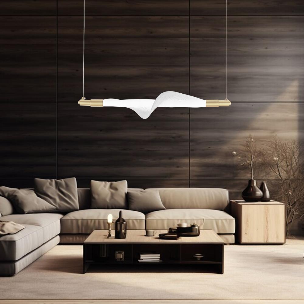 HÄNGLAMPA LED G011-CP VIT/GULD