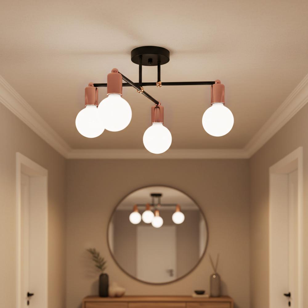 Hängande Fyrflams Taklampa 392200 Roséguld