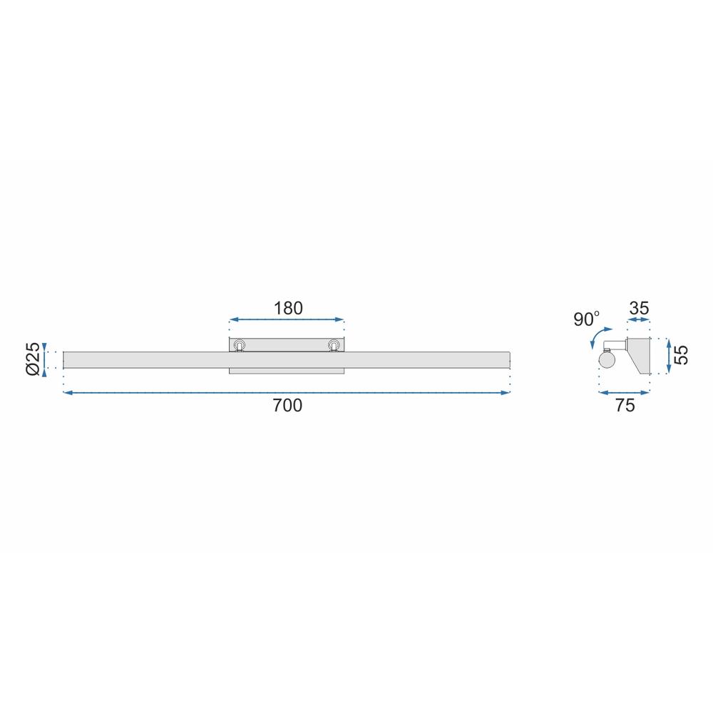 LAMPA VÄGGLAMPA BADRUM LED ÖVER SPEGEL 9W 70CM APP363-1W