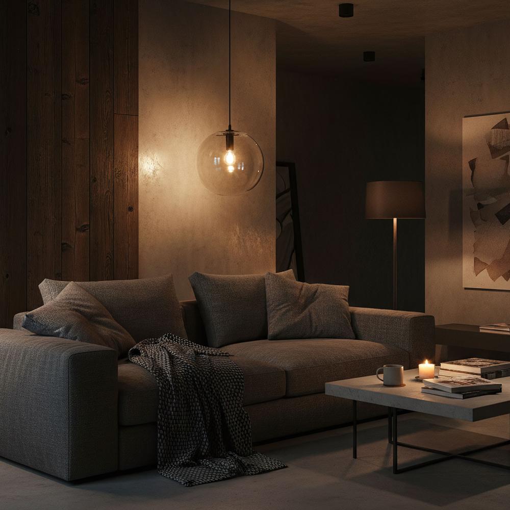 Glaspendellampa i tak med takplafond Lassi 30 cm APP308-1CP Svart