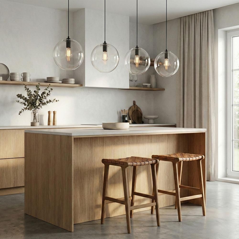 Glaspendellampa i tak med takplafond Lassi 30 cm APP308-1CP Svart
