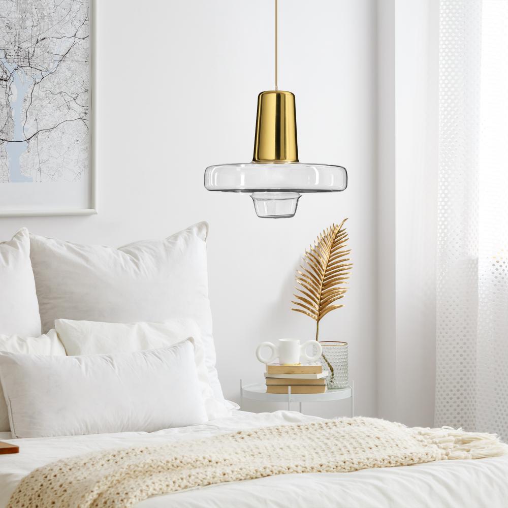 Hänglampa i Glas och Metall LED APP553-1CP Guld
