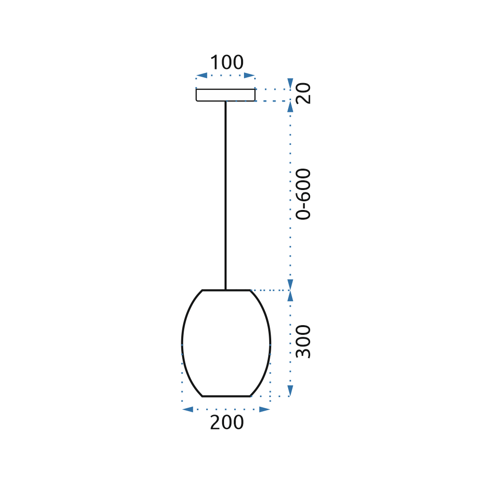 Glaspendellampa APP564-1CP KROM