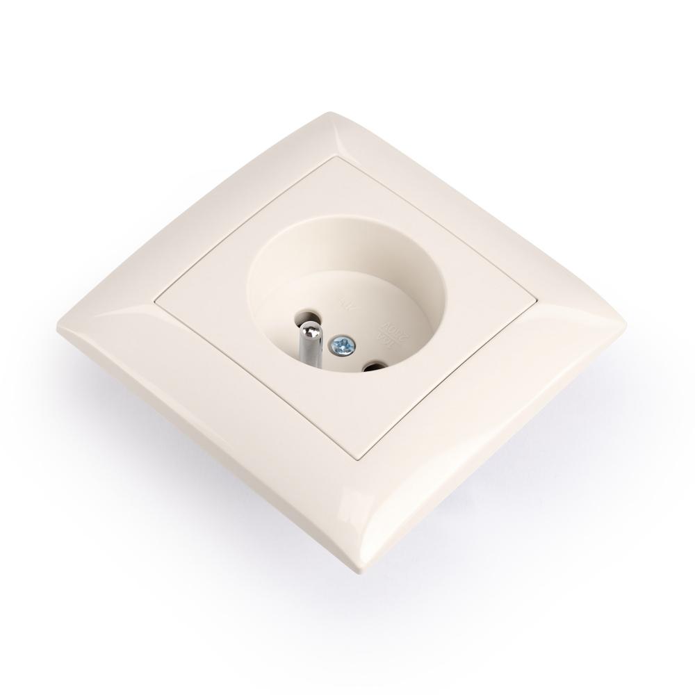 Prise simple avec terre et plaque OSTE JNH001-G Beige