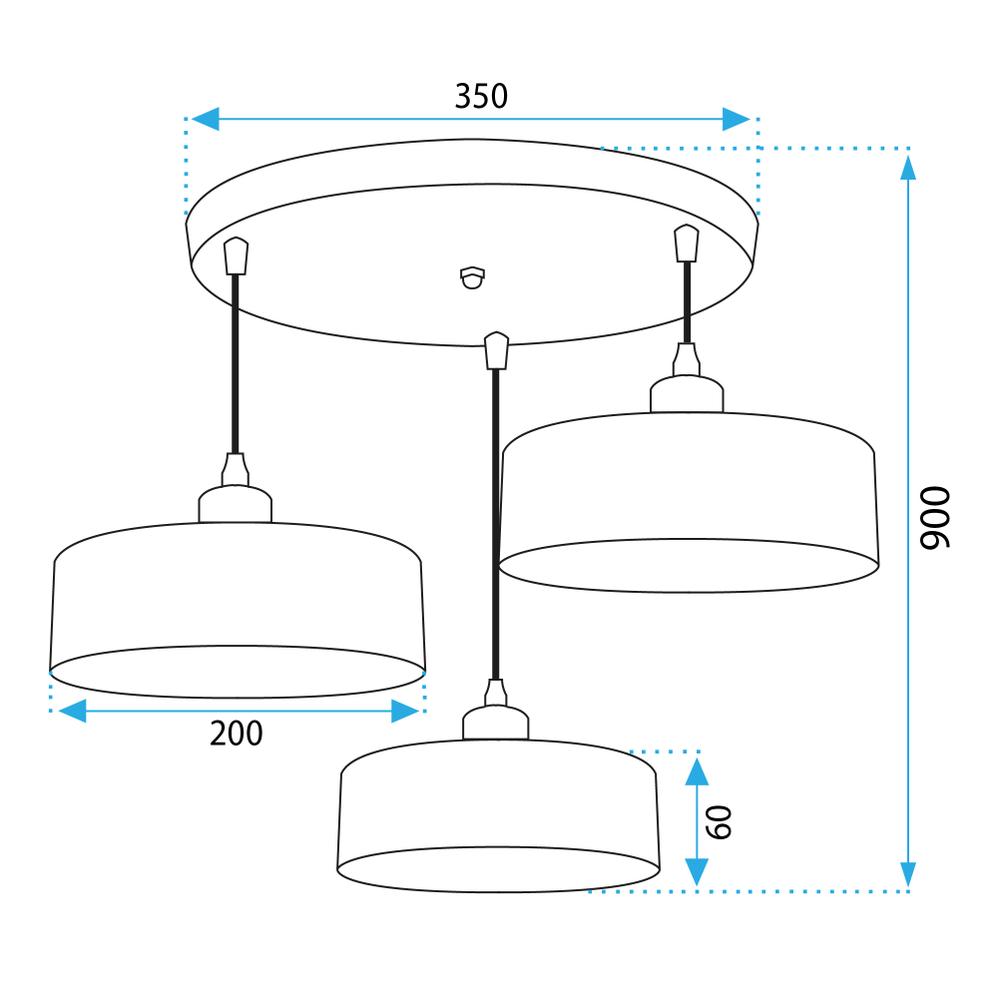 Wisząca Lampa APP1334-3CP Black Gold