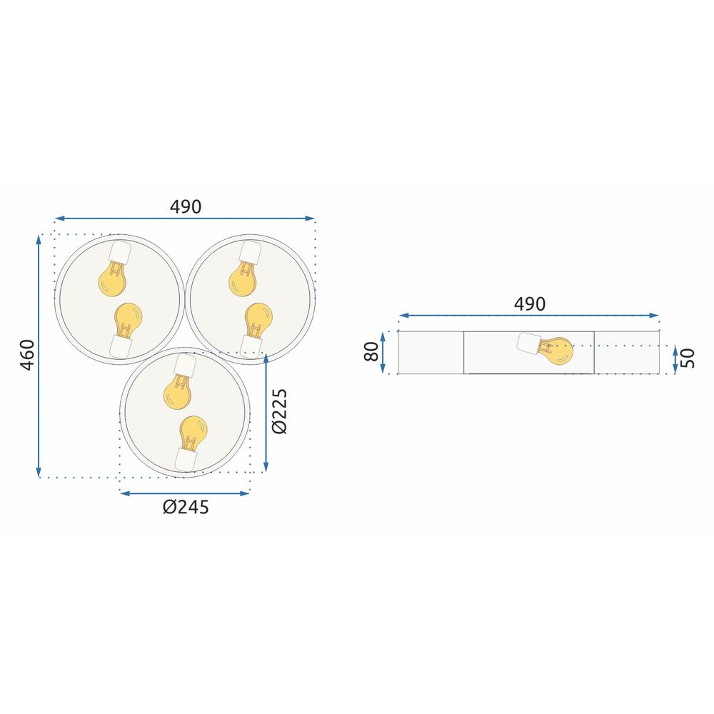 Taklampa Plafond APP878-C Triple 3x40cm Svart