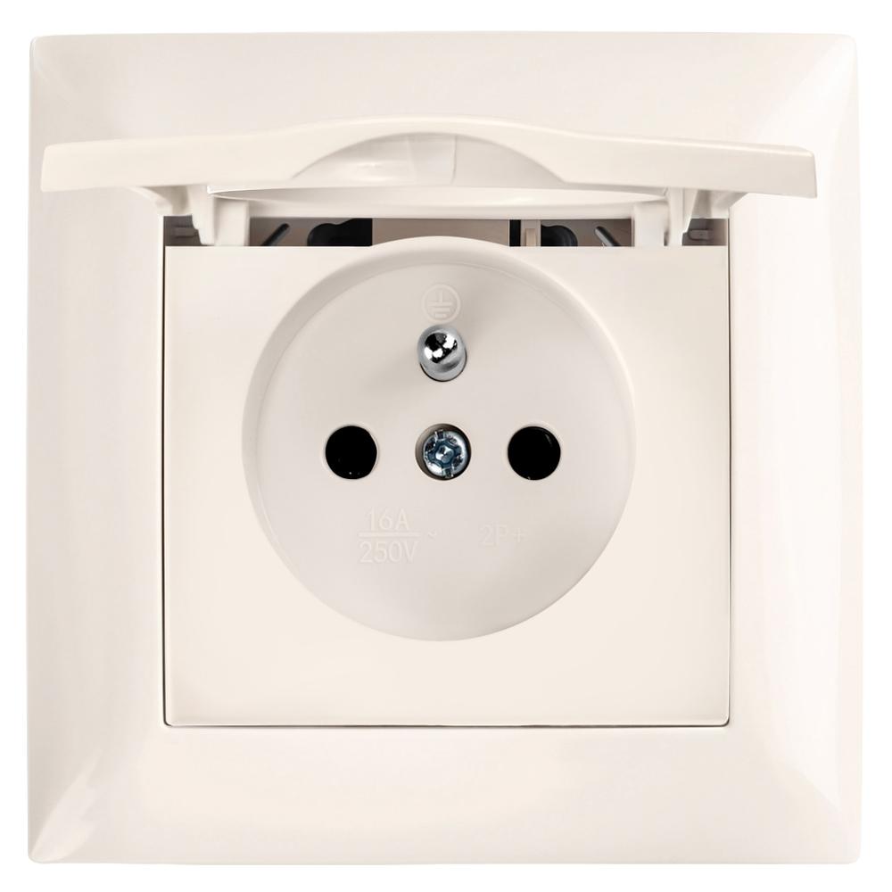Single grounded socket with flap OSTE JNH005-G Beige