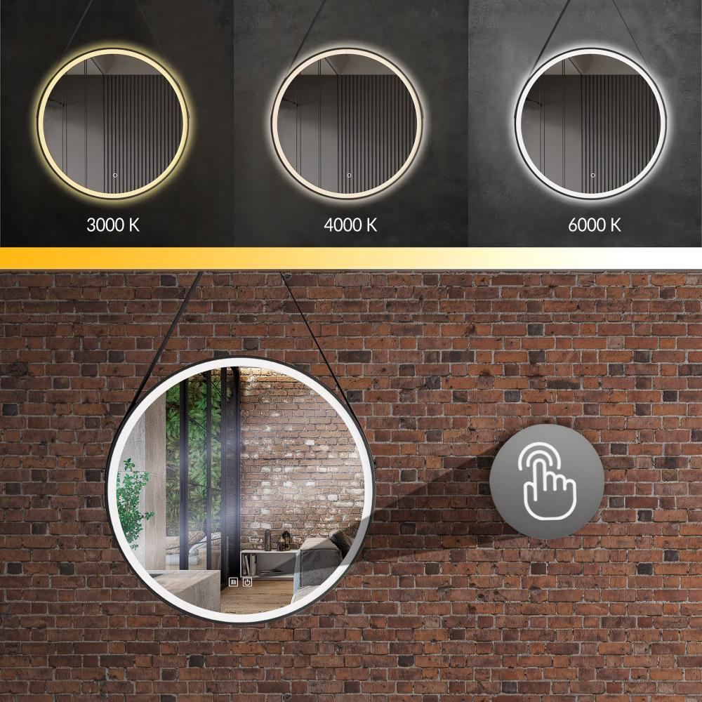 RUNT LED-SPEGEL HÄNGANDE I REM 70 cm 104