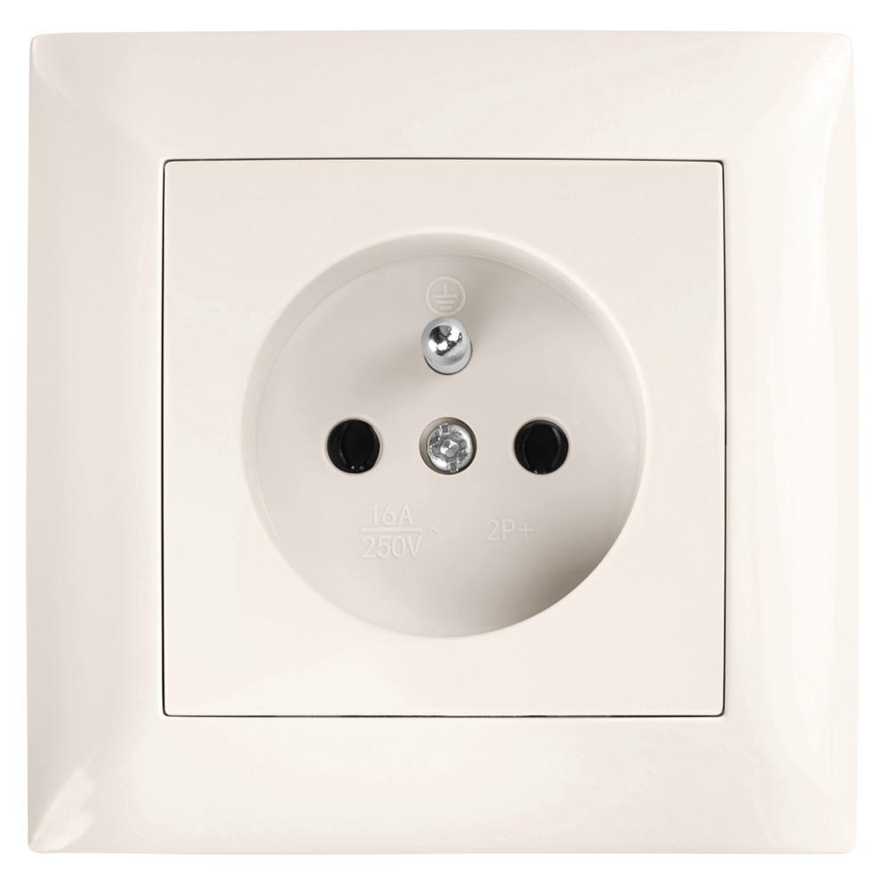 Prise simple avec terre et plaque OSTE JNH001-G Beige