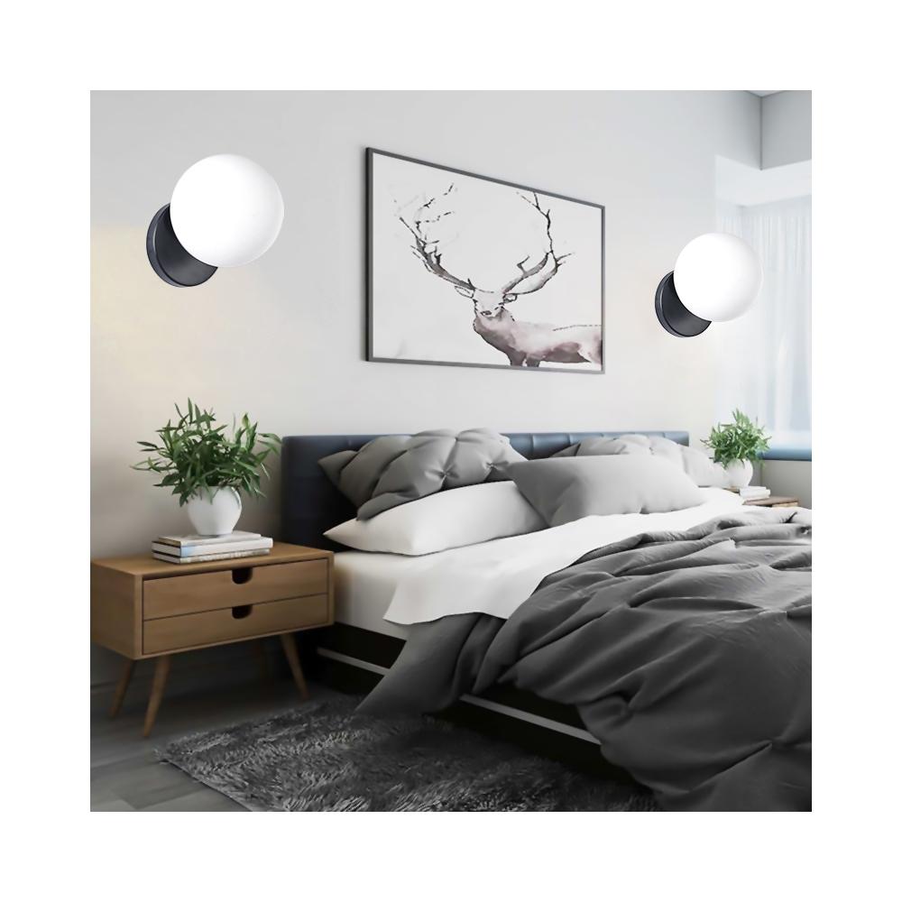 Vägglampa Vägglykta Glasglob APP949-1W Svart