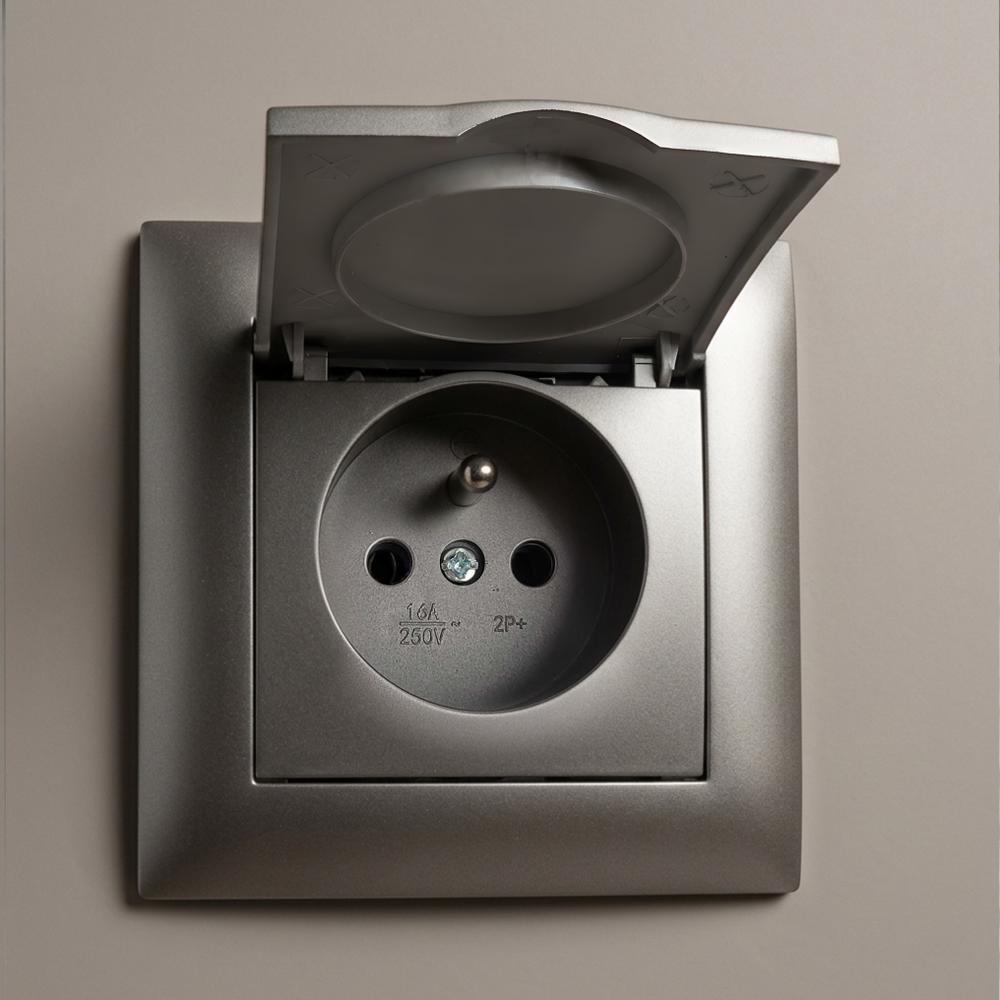 Единичен контакт със заземяване и капаче OSTE JNH005-G Grey