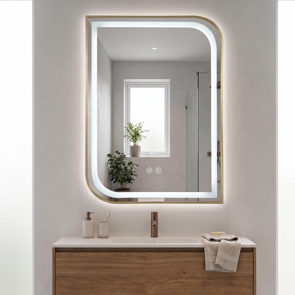 LED-VÄGGSPEGEL ZONE 70X50 BRUSH GOLD