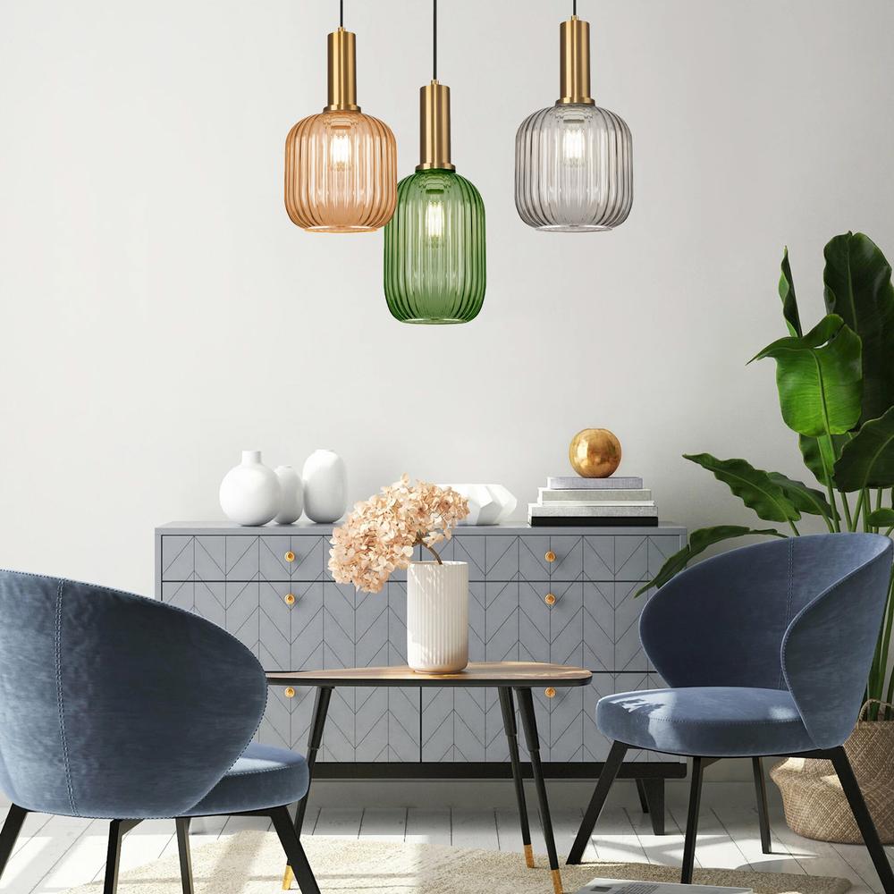 Glaspendellampa i tak med APP458-1CP Orange