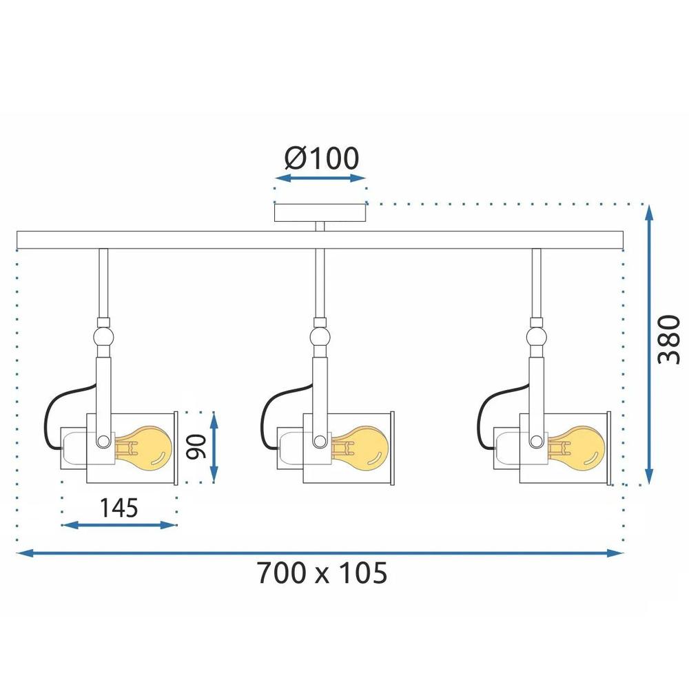 Taklampa spotlight APP487-3C Black
