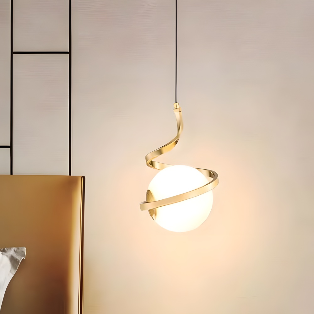 HÄNGLAMPA GLAS KULA SPIRAL APP1733-1CP GULD