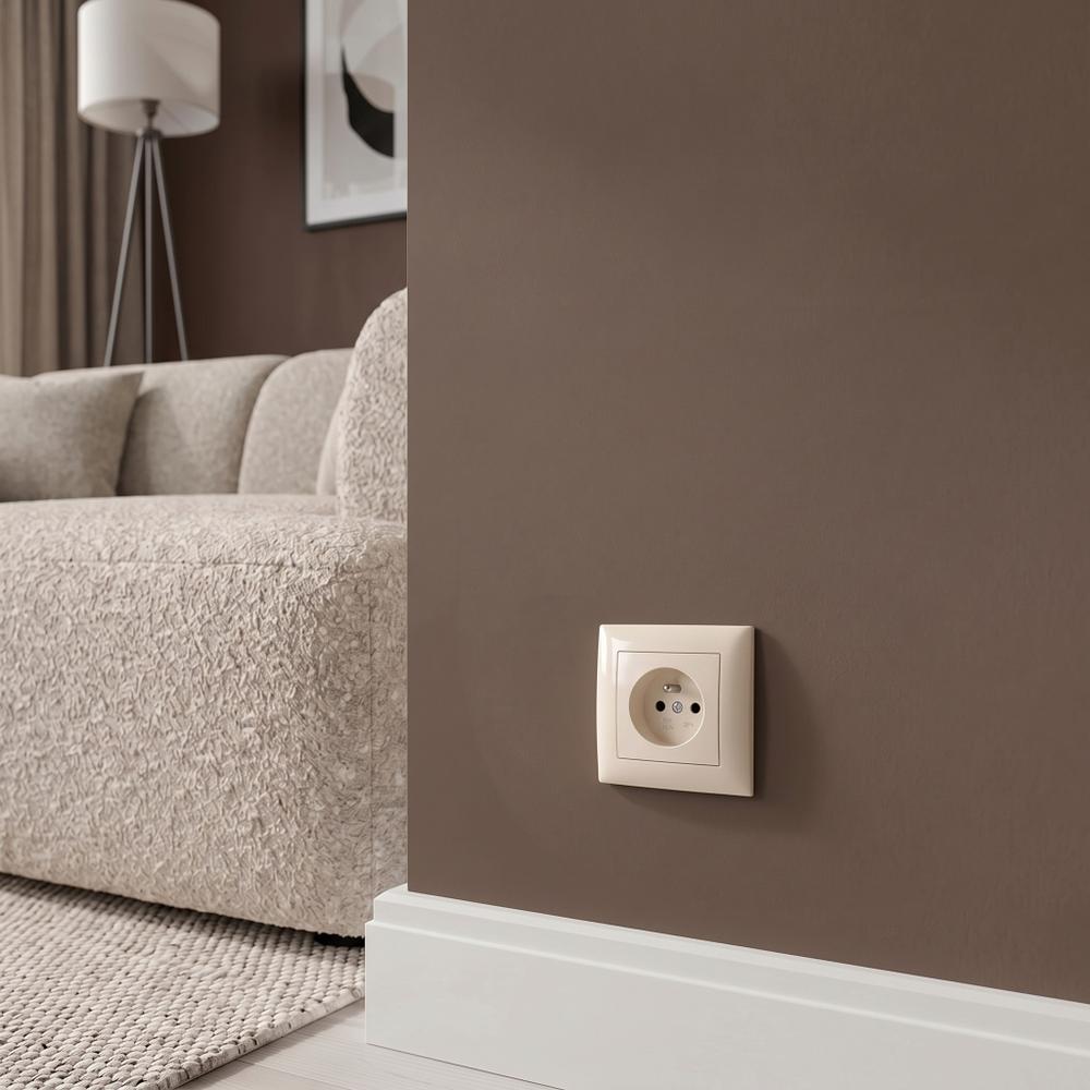 Single grounded socket OSTE JNH001-G Beige