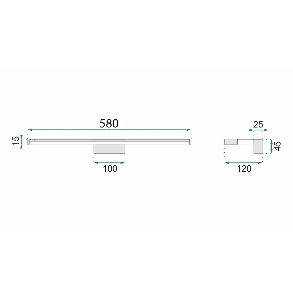 VÄGGLAMPA BADRUM LED ÖVER SPEGEL 12W 58CM APP369-1W KROM