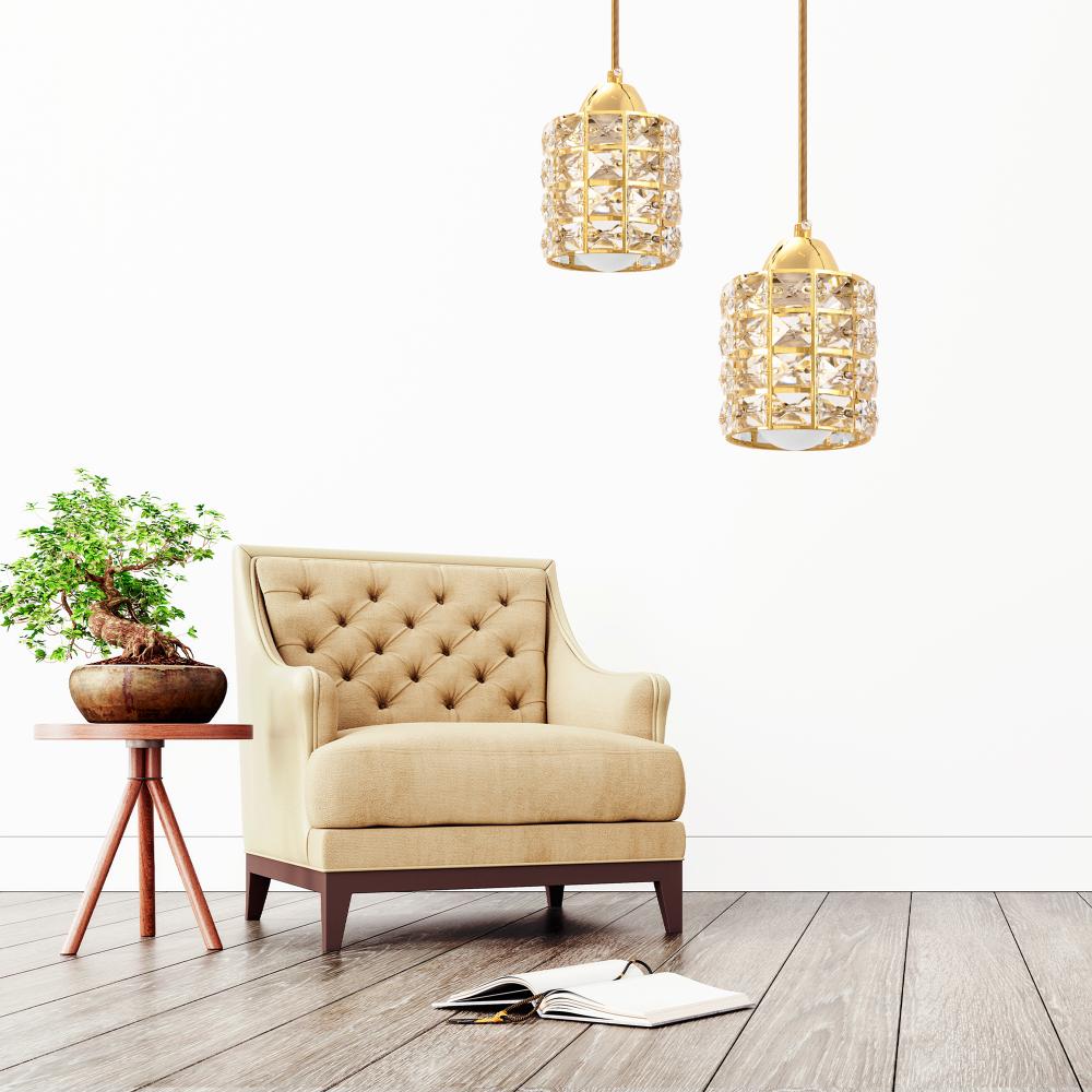 Taklampa Kristall APP724-1CP Guld