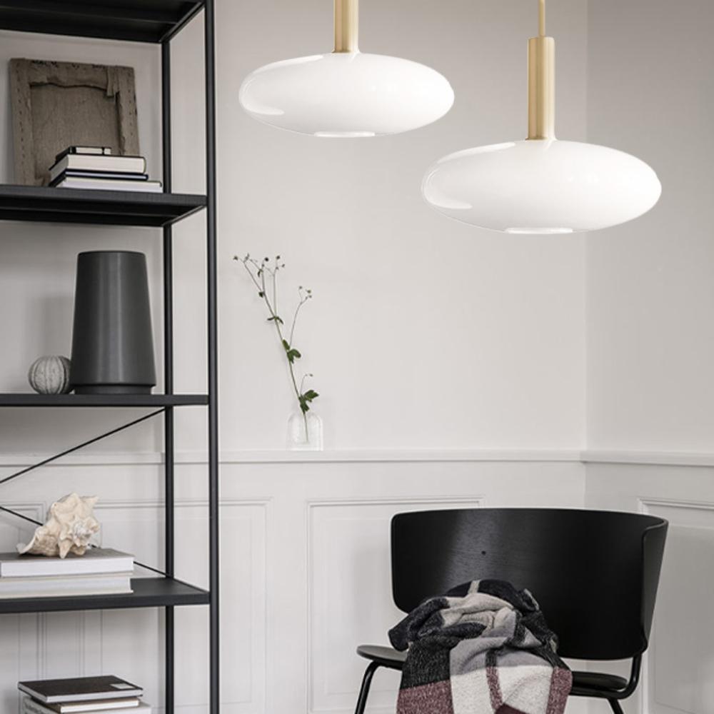 Hängande Taklampa i Mjölkglas APP668-1CP Guld