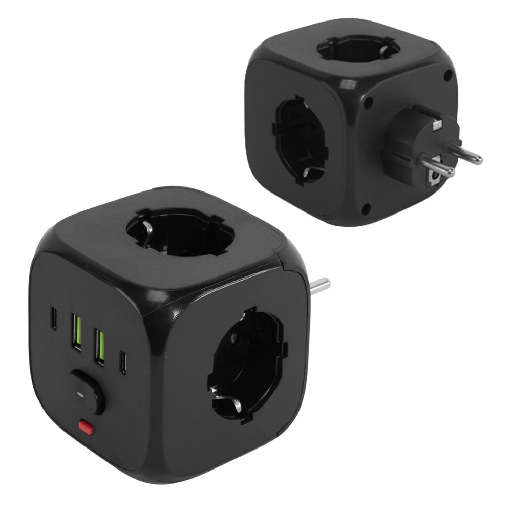 7-in-1 Würfel-Mehrfachsteckdose JNH019 Black