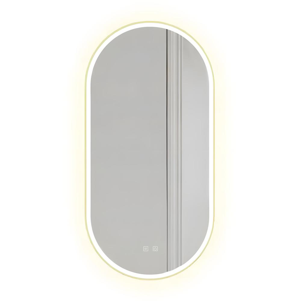 LED-VÄGGSPEGEL OVL 50x100 cm Guld