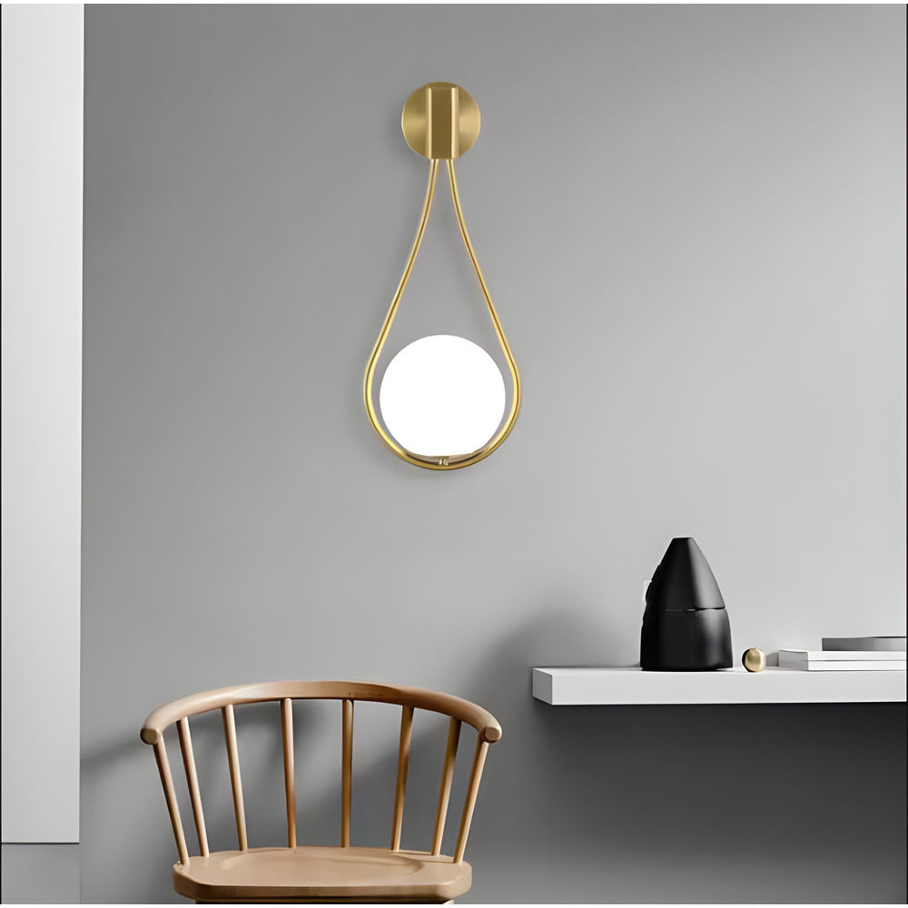 Vägglampa Klot Glas G094-1W Guld Vit