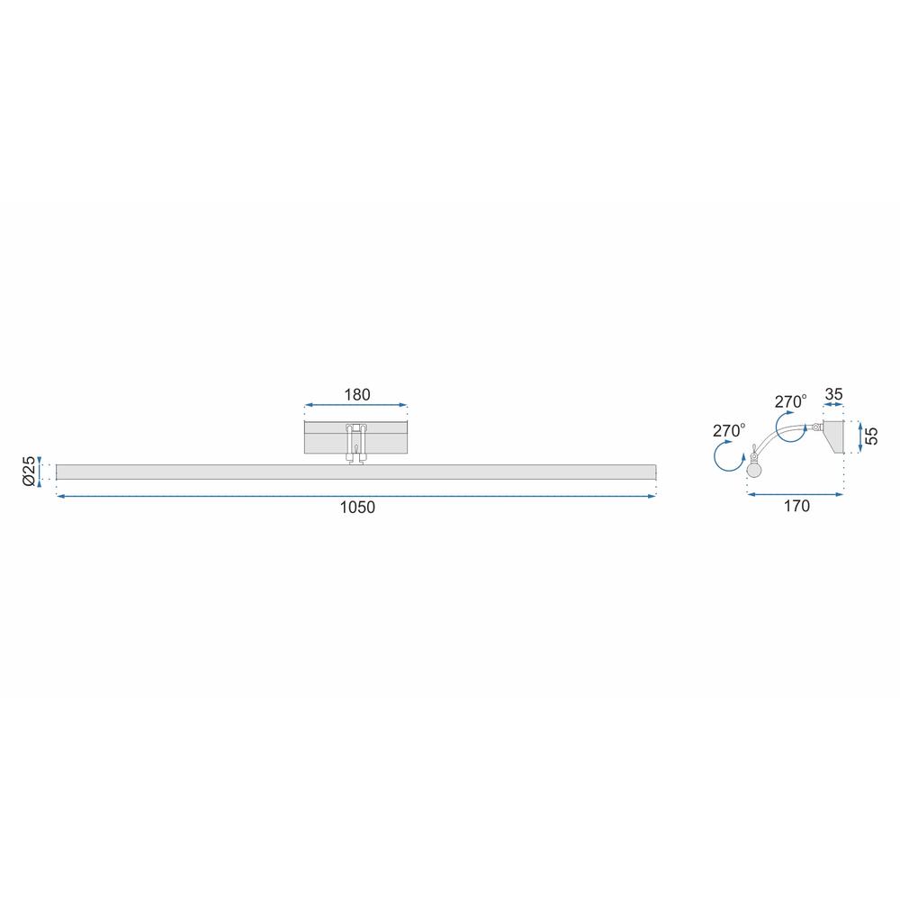 BADRUMSVÄGGLLAMPA LED ÖVER SPEGEL 15W 106CM APP367-1W KROM