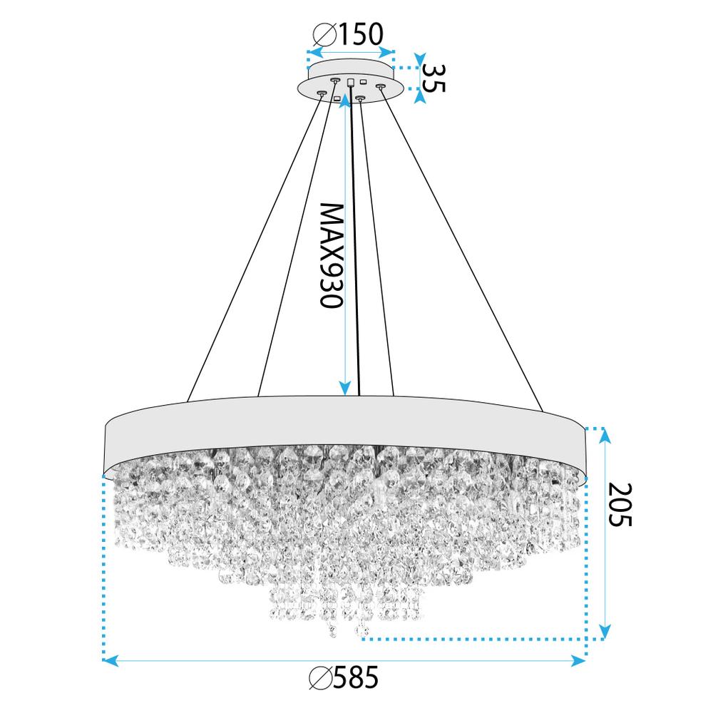 Hängande taklampa APP1787-16CP 60 cm Guld