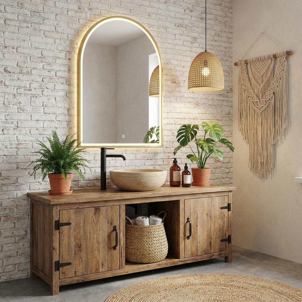 VÄGG-SPEGEL LED 60x100cm DART GULD