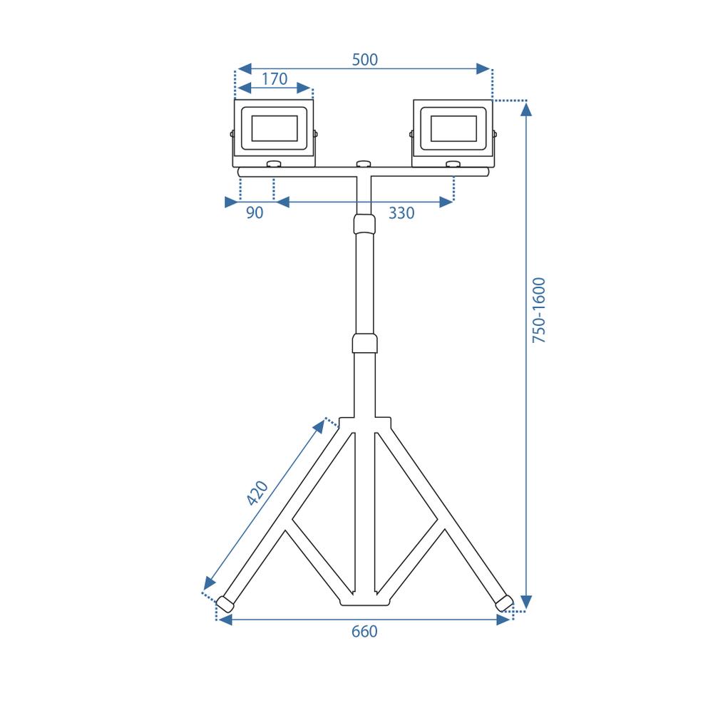 Bygg-LED-halogen på stativ RSL005-2x50N