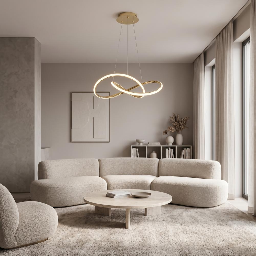 Taklampa Hängande Ring Modern LED + Fjärrkontroll APP394-CP Guld