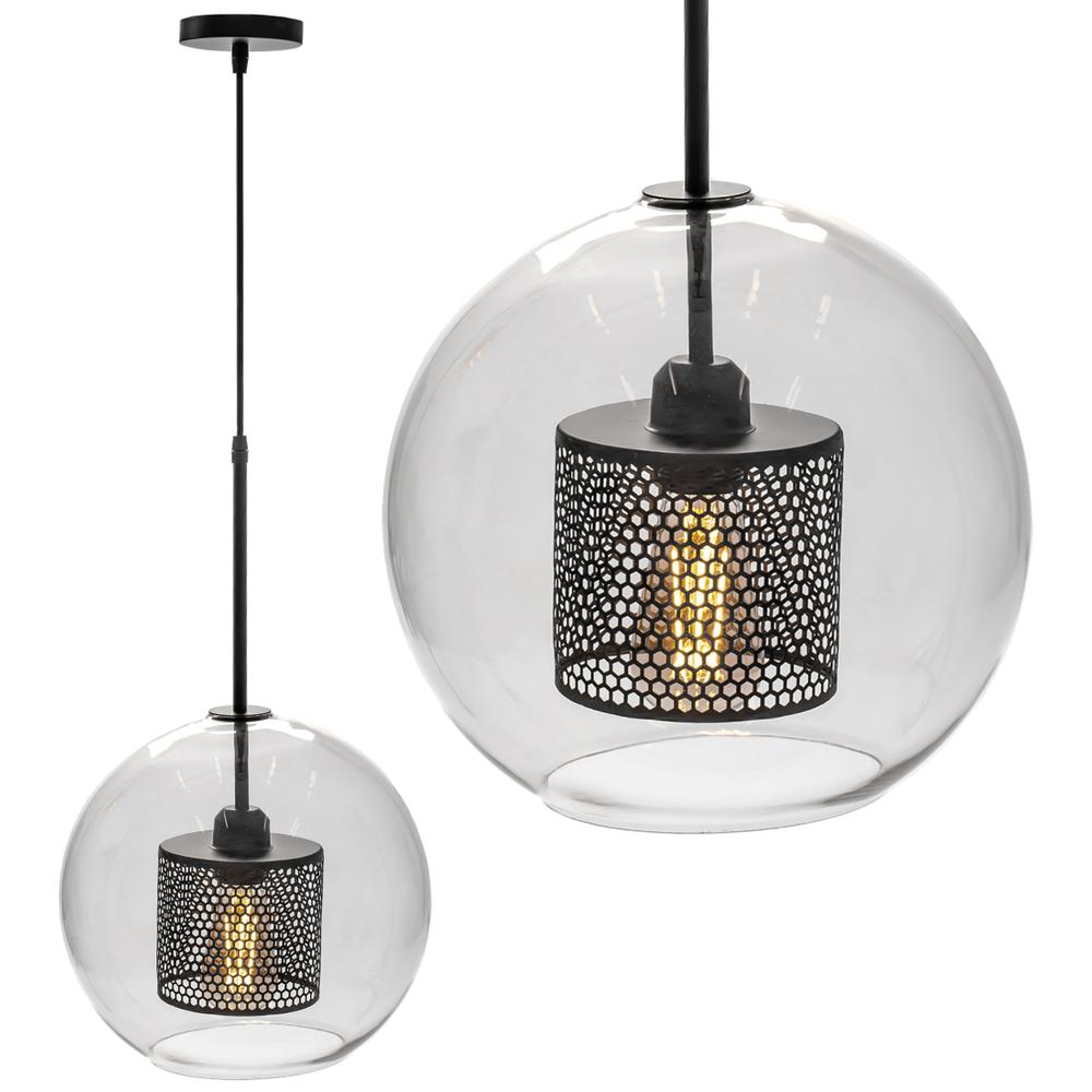 Hänglampa glas loft APP559-1CP 30 cm svart