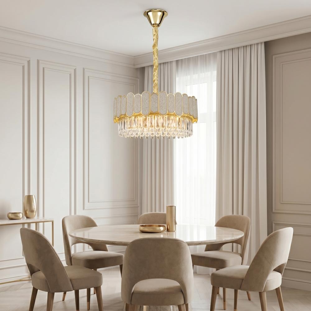 Kristall-pendellampa SWE107-CP 50cm GOLD