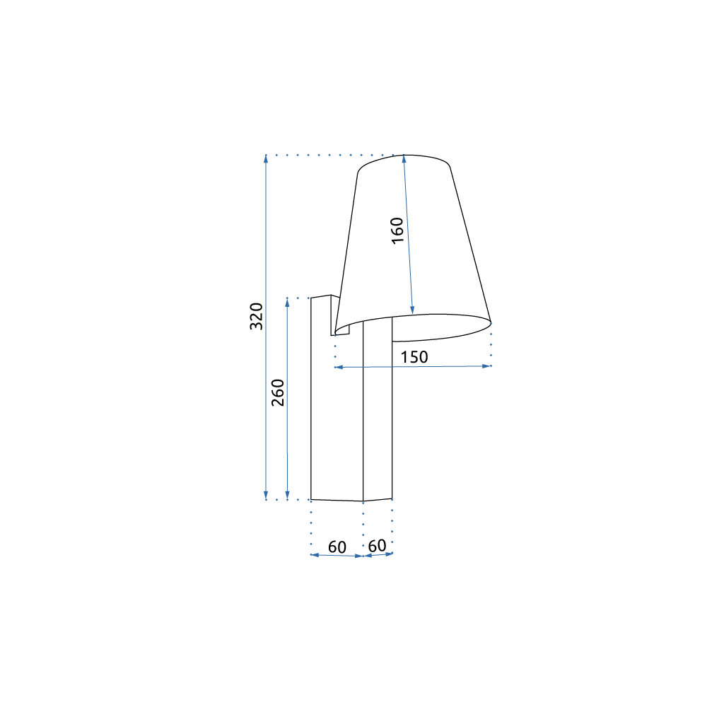 VÄGGLAMPA LOFT APP1279-1W SVART